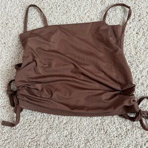 Amazon Brown spaghetti strap small cropped tank top